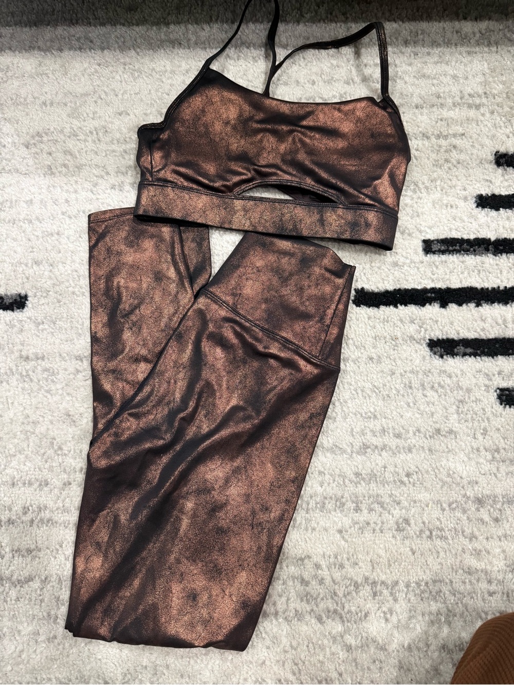 Beach Riot Copper Metallic Sports Bra & Leggings Set